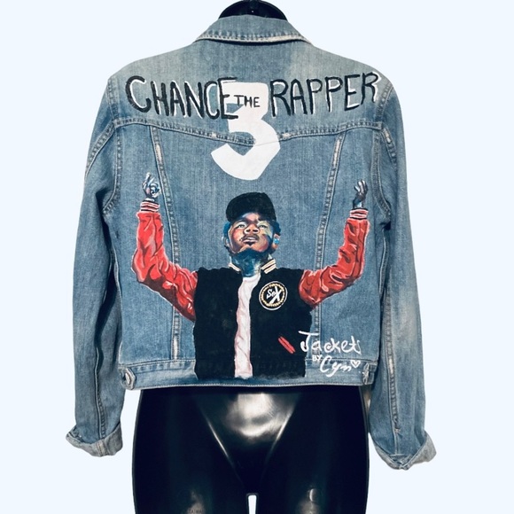 American Eagle Outfitters Jackets & Blazers - Chance the Rapper Custom Hand-painted Denim Blue Jean Jacket Size Large